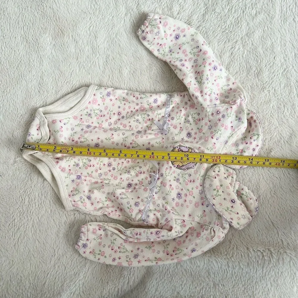 Vintage Disney Baby Winnie The Pooh 6/9 Months Floral Romper Pink Purple Beige
